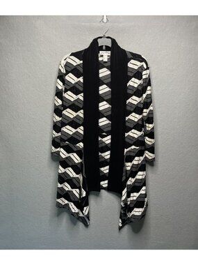 Joseph Ribkoff Womens Black & White Chevron Open Front Cardigan Size 12